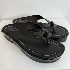 Donald Pliner Black Seena Platform Sandal Crinkle Patent Leather Women’s Size 8